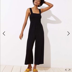 Ann Taylor LOFT Smocked Jumpsuit Black NWT XS